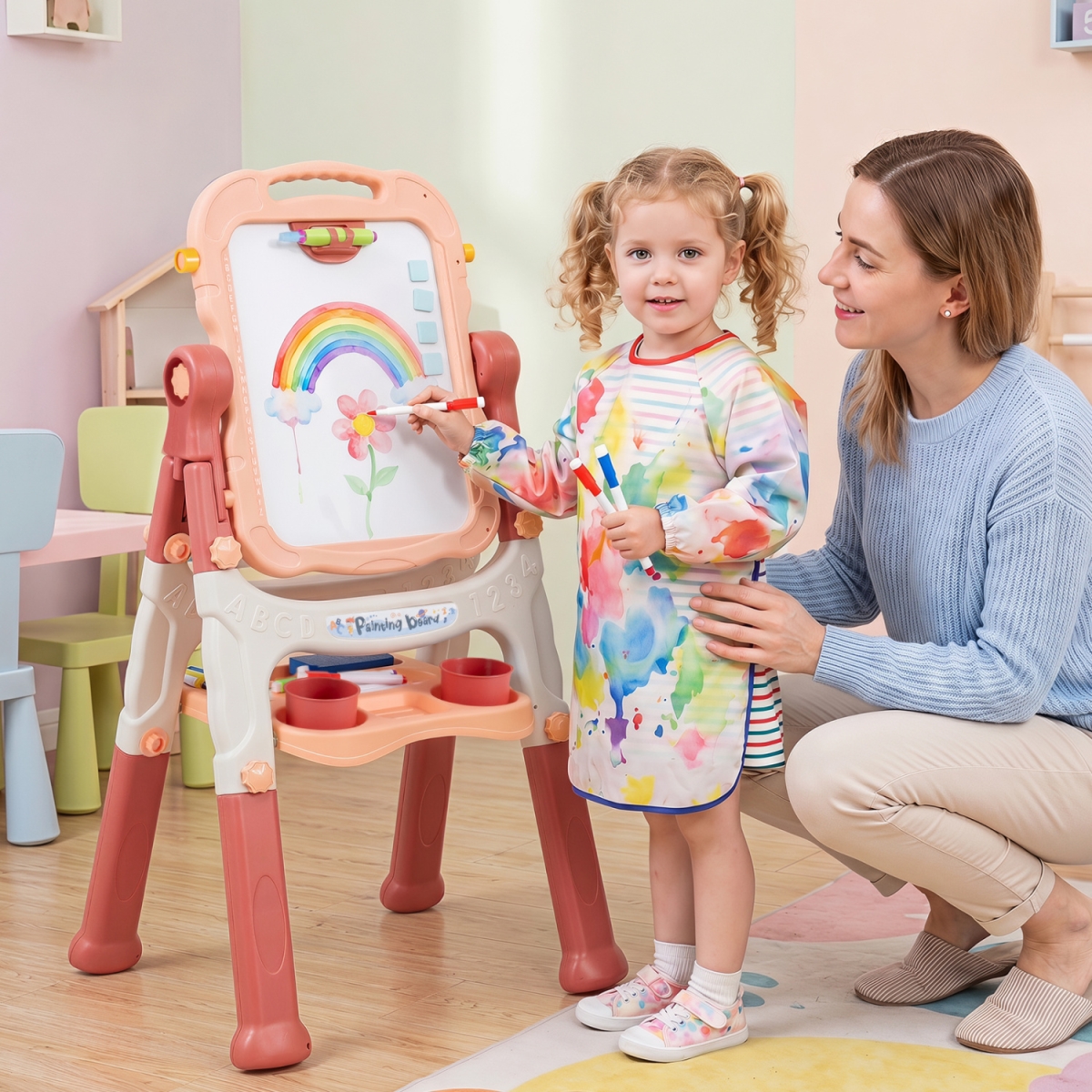 TM10258PI Art Easel for Kids with Adjustable Height - Pink
