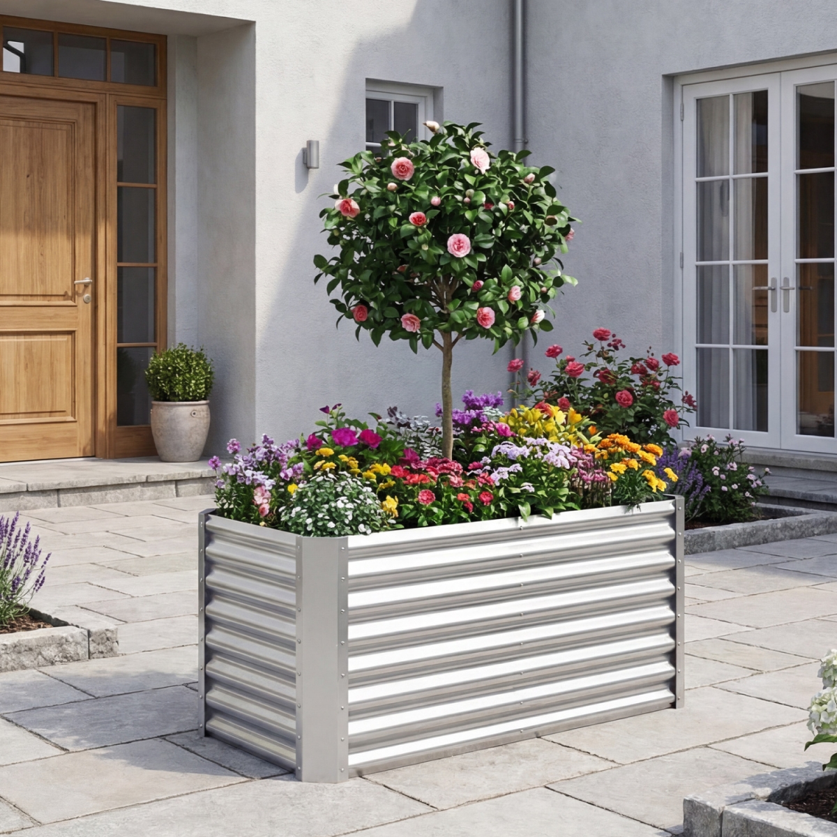 GT4775SL 4 x 2 x 2 ft. Galvanized Raised Garden Bed Rectangular Galvanized Metal Planter Box - Silver