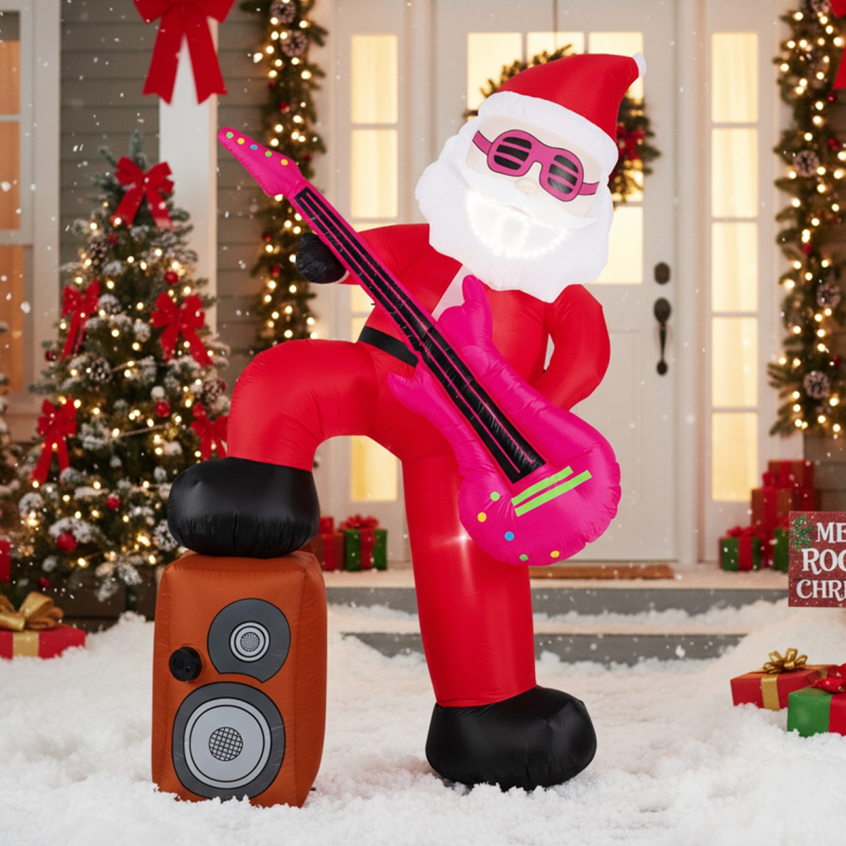 CM25205US 8.4 ft. Inflatable Santa Claus with Sound-Synced Light Effect & LED Lights - Multi Color