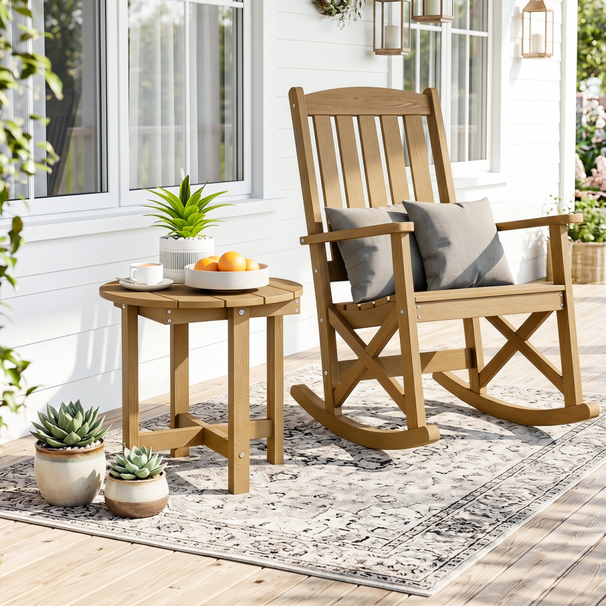 NP13550CF-1 HIPS Adirondack Side Table with Weather-Resistant & Waterproof Top - Coffee