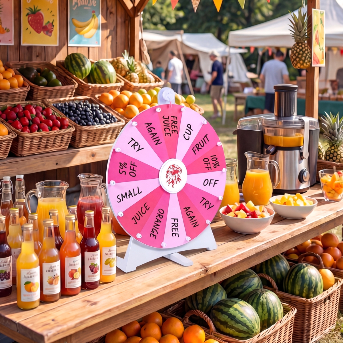 PT9714-20 20 in. 14 Slots Spin Wheel with Blackboard Marker for Prizes - Pink