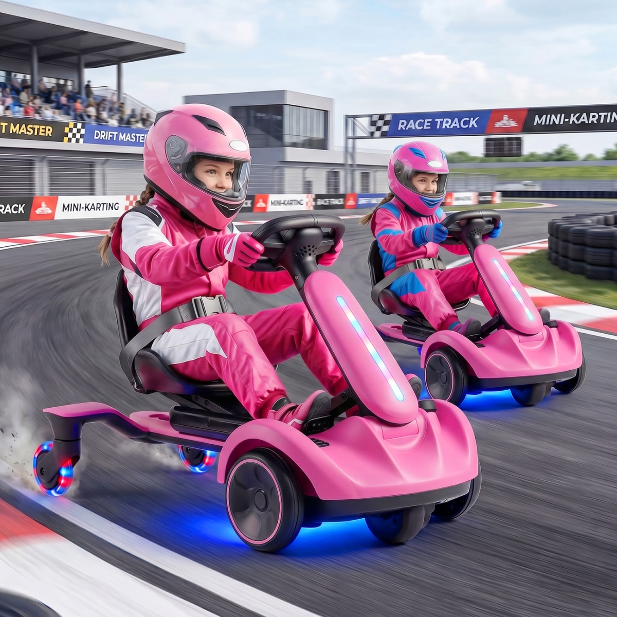 TQ10555US-PI 6V Ride-on Drift Car with Lights & Adjustable Seat - Pink
