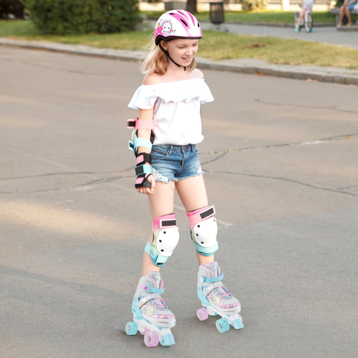 TS10301NY Roller Skates for Teens 4 Sizes Adjustable with Light-Up Wheels for Boys Girls Ages 13 & Up - Blue