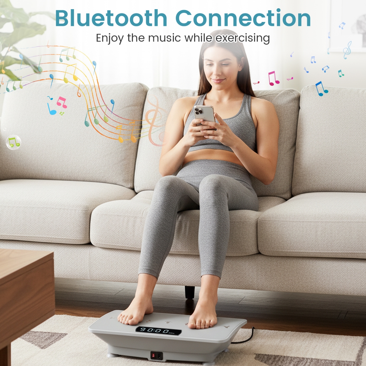 SP38578US-GR Vibration Plate Exercise Machine with Gravity Sensor for Home - Gray