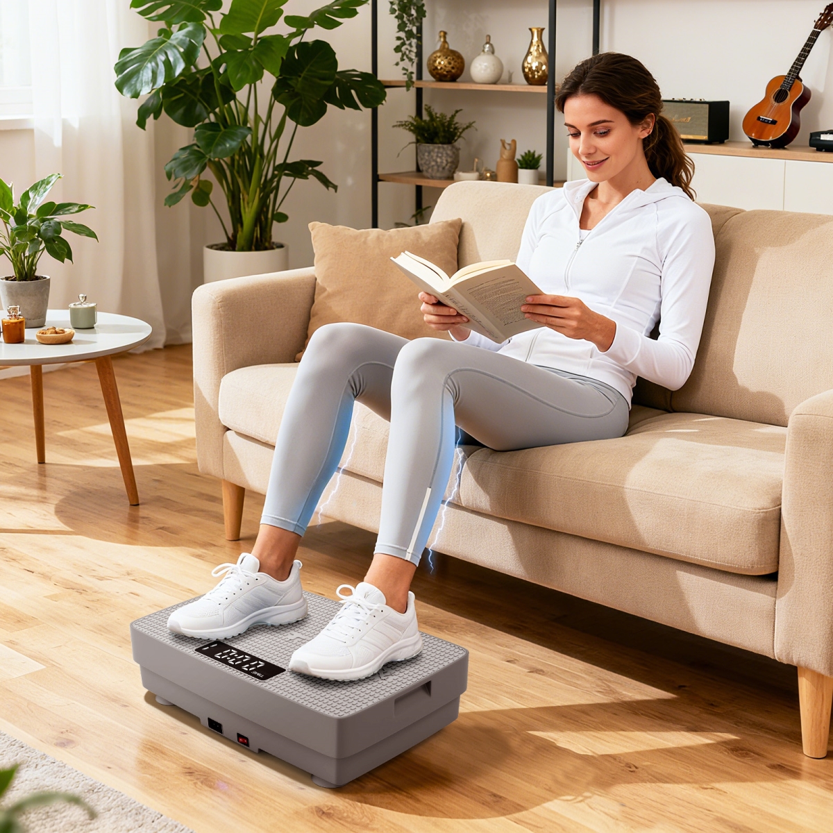 SP38579US-GR Vibration Plate Exercise Machine with Gravity Sensor & Remote Control for Home Gym - Gray