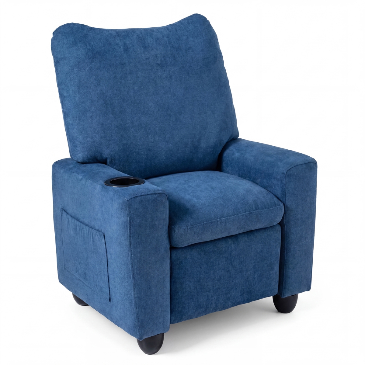 HY10503NY Kids Recliner Toddler Single Sofa with Adjustable Footrest & Cup Holder - Navy