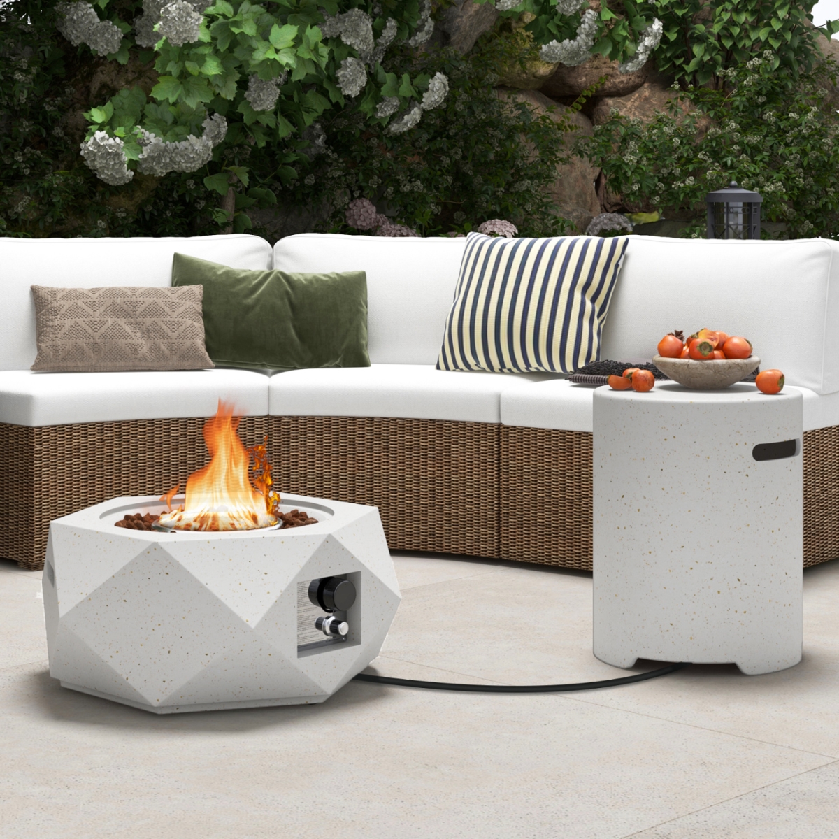 NP12085-NP12086 40000 BTU Fire Pit Table Set with Stainless Steel Burner