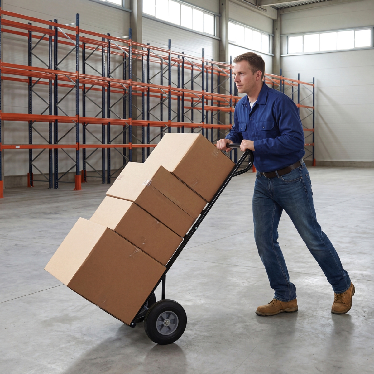 TH10120DK Metal Hand Truck Heavy-Duty 600 lbs Moving Dolly Cart with P-Handle & 10 in. Rubber Wheels - Black