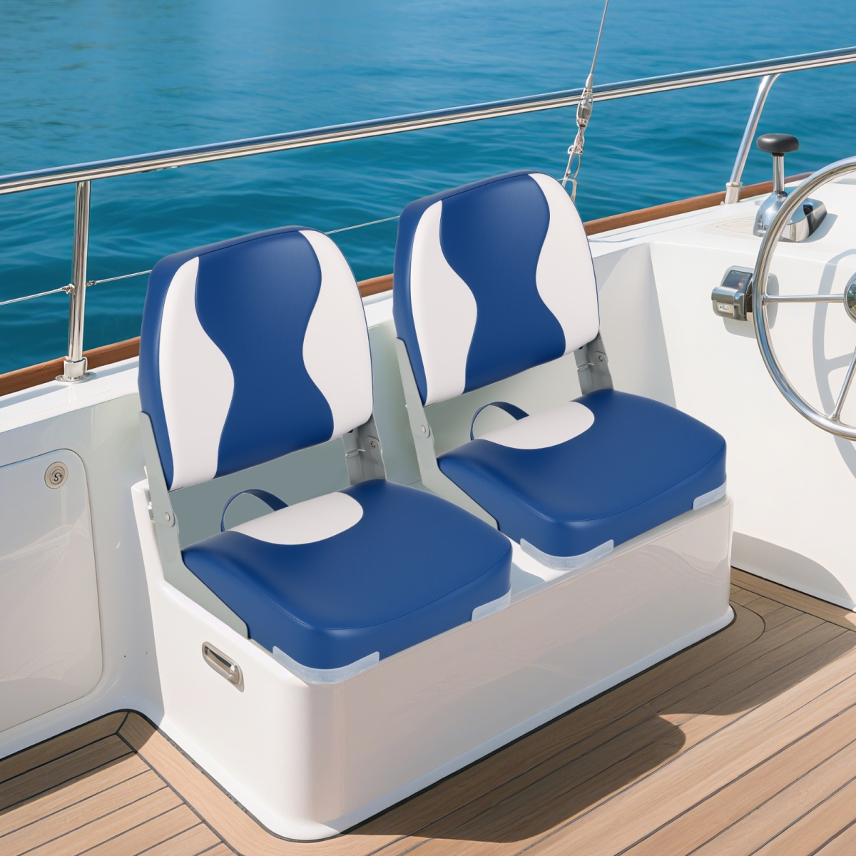 NP12121BL Boat Seats with Thick Sponge Padding - Blue - Pack of 2