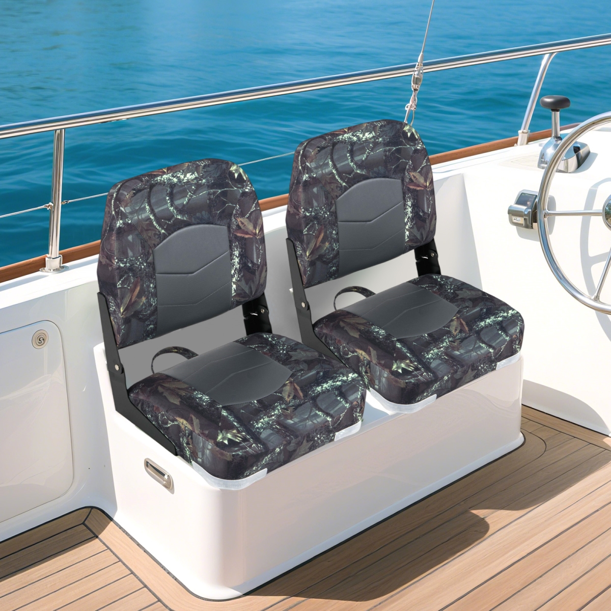 NP12121MC Boat Seats with Thick Sponge Padding - Camouflage - Pack of 2
