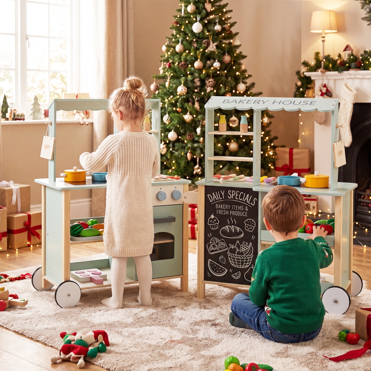 TP10562 Wooden Kitchen Playset with Cookware Accessories for Kids