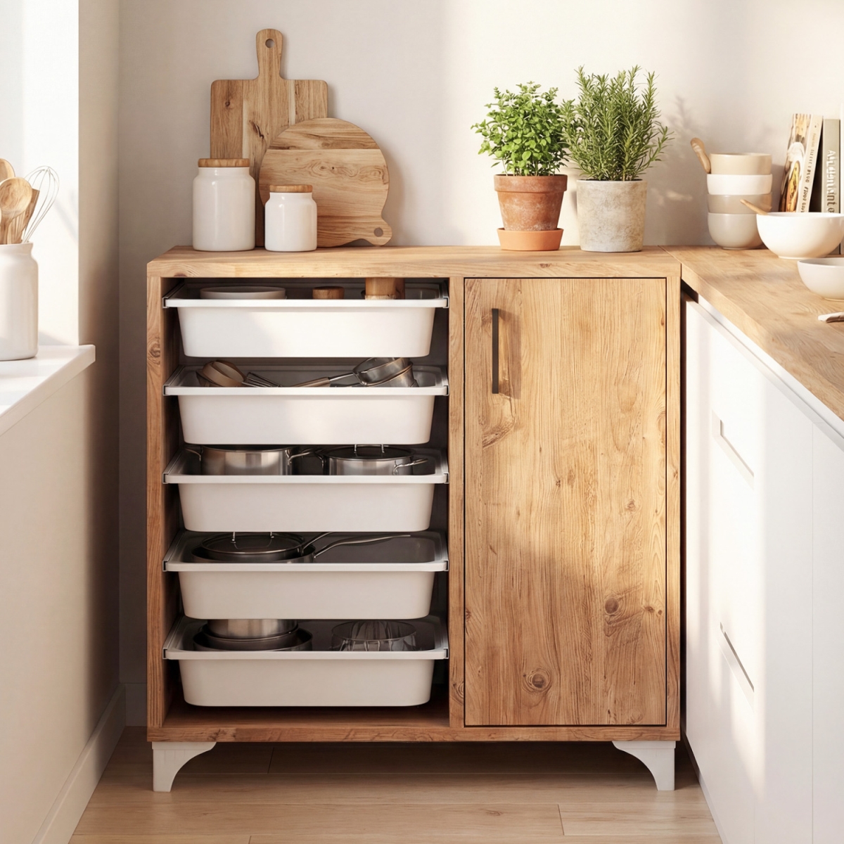 JV13804- Buffet Cabinet Sideboard with Storage & Removable Drawers