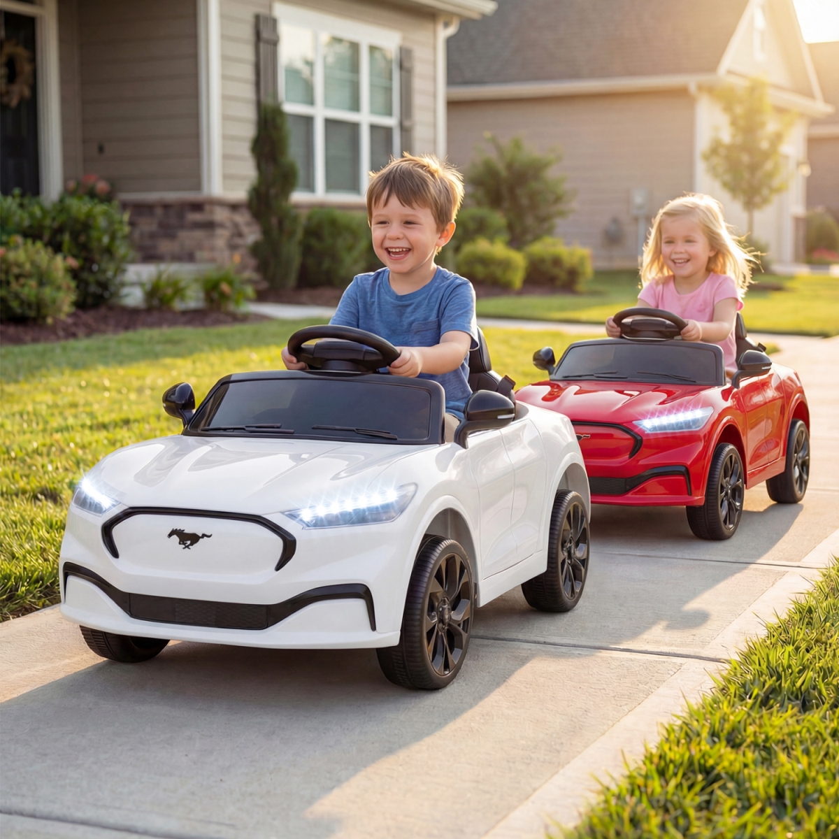 TQ10537US-WH 12V Kids Ride on Car Licensed Ford Mach E with Parent Control & Horn - White