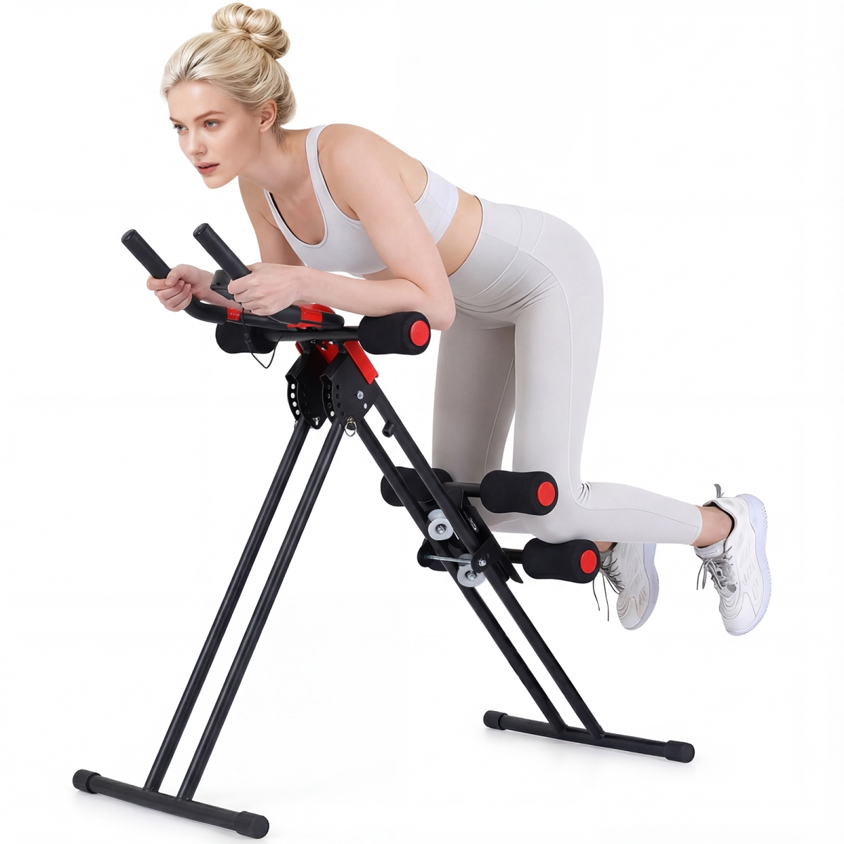 SP38233BK Workout Equipment Foldable Abdominal Trainer Adjustable Machine - Black