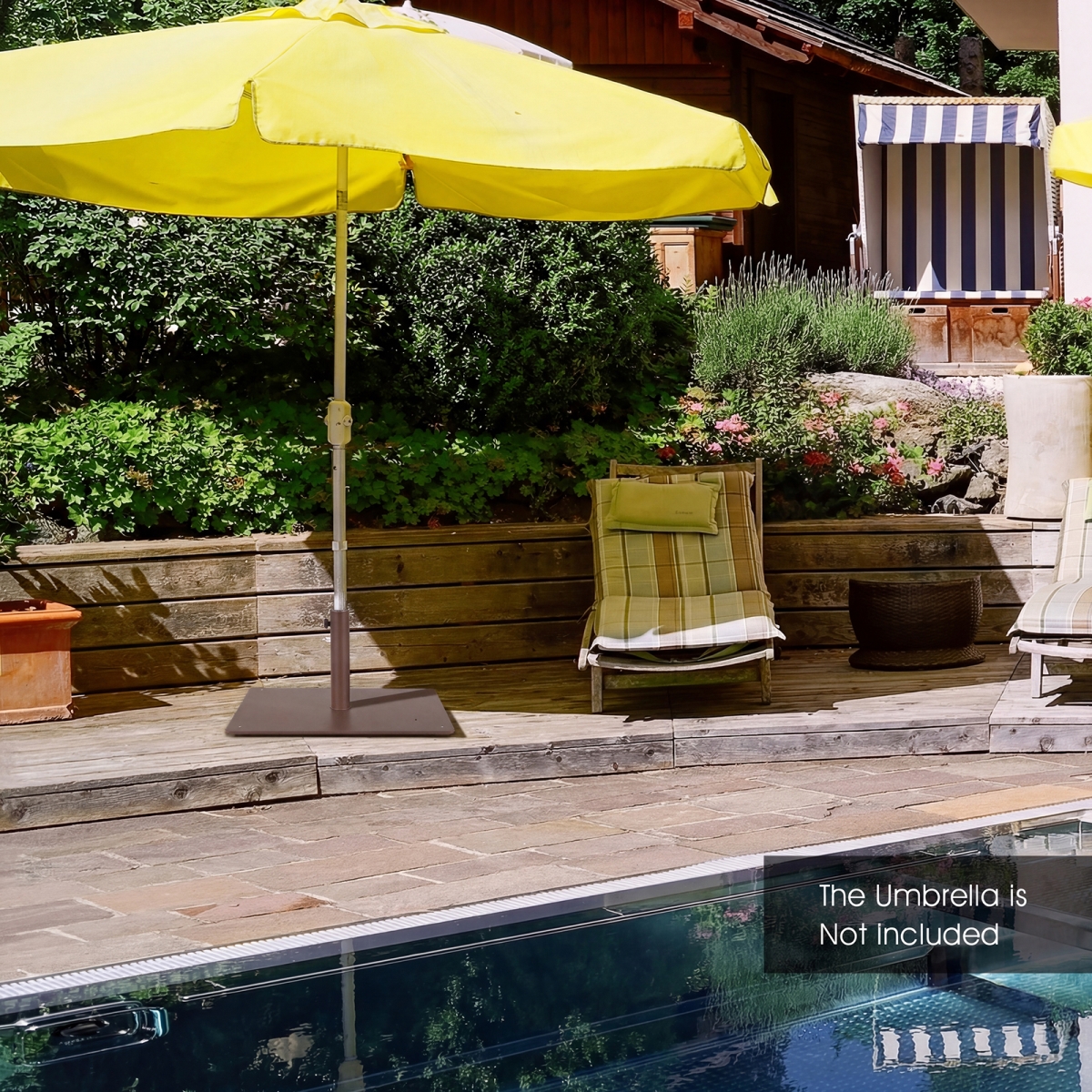 NP10529BN 20 in. Patio Umbrella Base Stand with 4 Adjustable Footpads - Brown