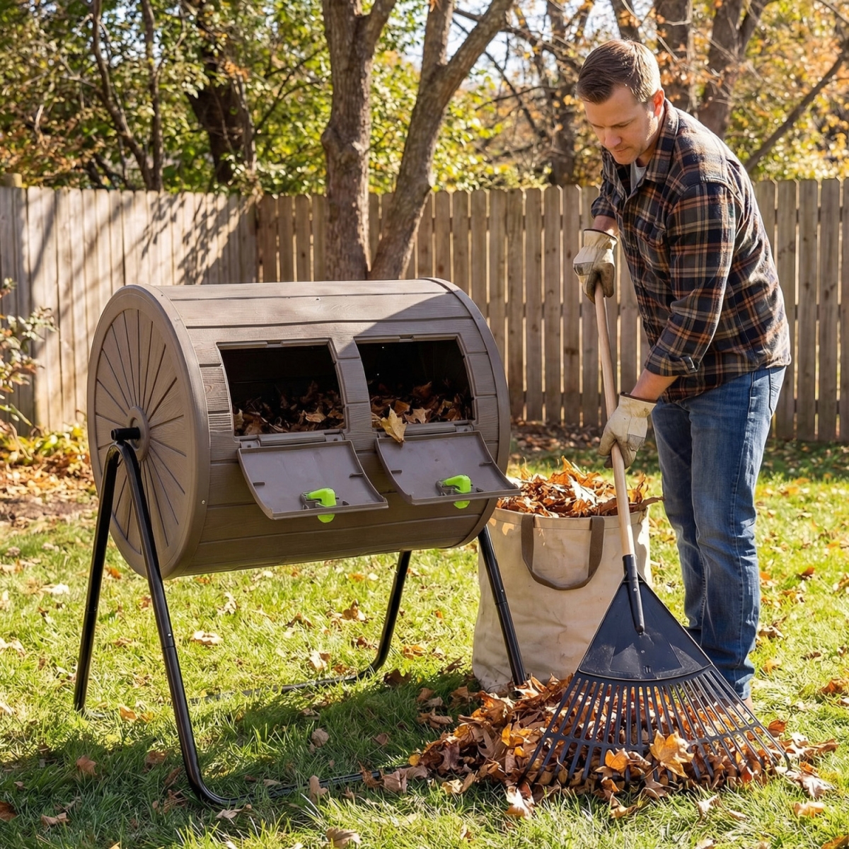 GT4457CF Compost Tumbler 37.5 gal Large Outdoor Compost Bin - Coffee