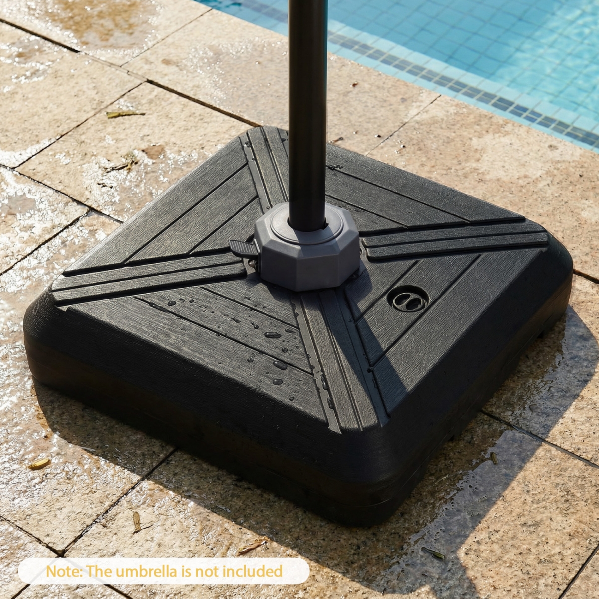 NP13081 Cantilever Offset Umbrella Base with Wheels for Backyard Poolside - Black