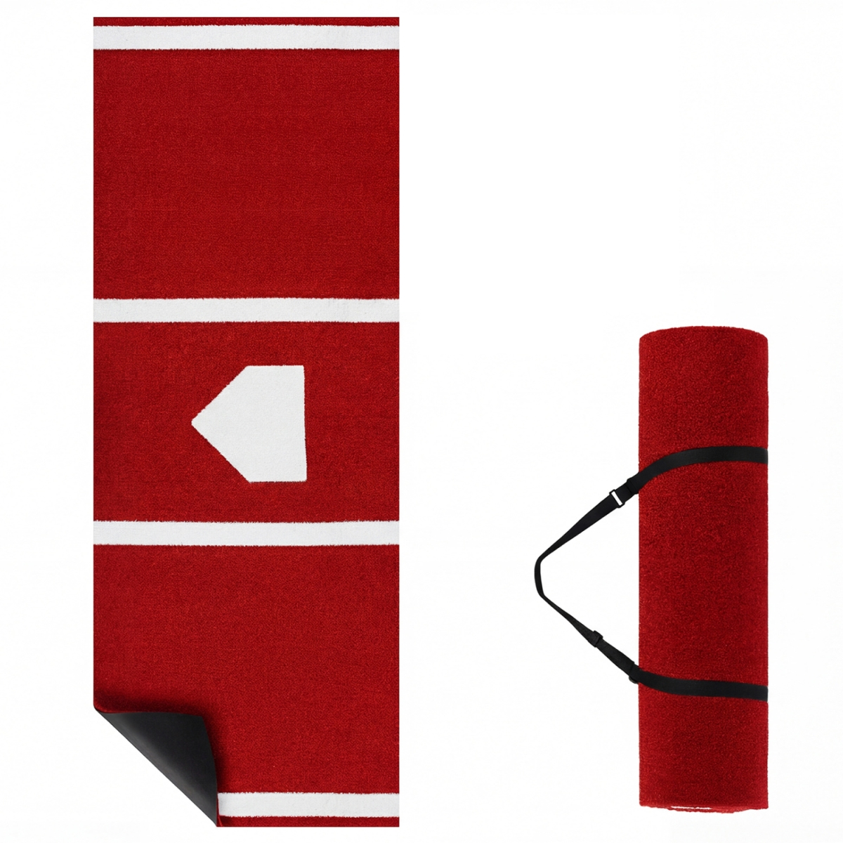 SP38690RE 10 x 3.8 ft. Baseball & Softball Hitting Mat with Home Plate - Red