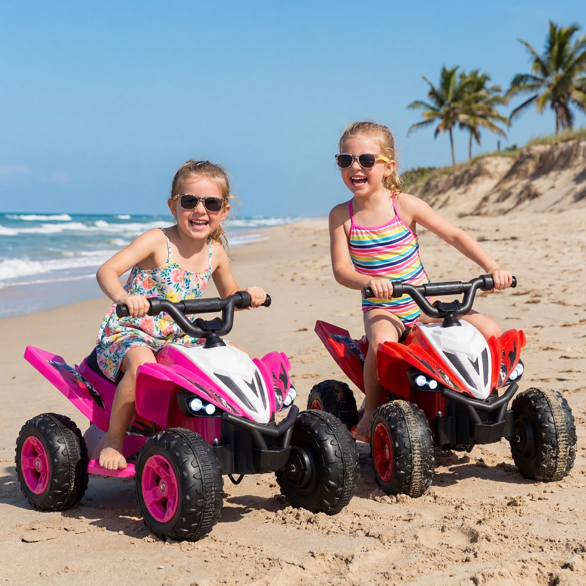 TQ10464US-PI 12V Kids Ride on ATV 4-Wheeler Quad with LED Lights & 7 MPH Max Speed - Pink
