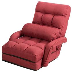 HW56730RE Folding Lazy Floor Chair Sofa with Armrests & Pillow, Red