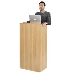 Picture of Total Tactic HW56757NA Stand-up Floor Standing Podium Wood Lectern with Shelf&#44; Natural