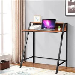 HW66710CF 2-Tier Computer Desk PC Laptop Table Study Writing Home Office Workstation, Walnut