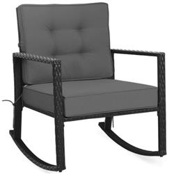 Picture of Total Tactic HW66722GR Patio Rattan Rocker Outdoor Glider Rocking Chair Cushion Lawn&#44; Gray