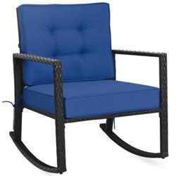 Picture of Total Tactic HW66722NY Patio Rattan Rocker Outdoor Glider Rocking Chair Cushion Lawn&#44; Navy
