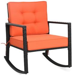 Picture of Total Tactic HW66722OR Patio Rattan Rocker Outdoor Glider Rocking Chair Cushion Lawn&#44; Orange