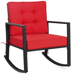 Picture of Total Tactic HW66722RE Patio Rattan Rocker Outdoor Glider Rocking Chair Cushion Lawn&#44; Red