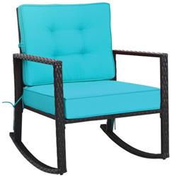 Picture of Total Tactic HW66722TU Patio Rattan Rocker Outdoor Glider Rocking Chair Cushion Lawn&#44; Turquoise