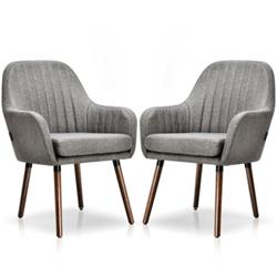 Picture of Total Tactic HW66744GR-2 Fabric Upholstered Accent Chair with Wooden Legs&#44; Gray - Set of 2