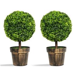 HW66848-2 24 in. Artificial Boxwood Topiary Ball Tree for House & Office - 2 Piece -  Total Tactic