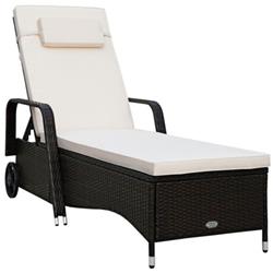 HW66946 Outdoor Recliner Cushioned Chaise Lounge with Adjustable Backrest