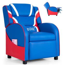 HW66976BL Kids Leather Recliner Chair with Side Pockets, Blue