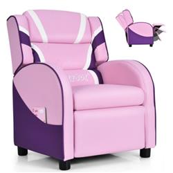 HW66976PI Kids Leather Recliner Chair with Side Pockets, Pink