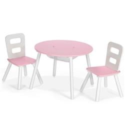 HW67056PI Wood Activity Kids Table & Chair Set with Center Mesh Storage for Snack Time & Homework, Pink -  Total Tactic