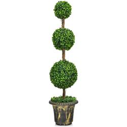 HW67072 4 ft. Artificial Topiary Triple Ball Tree Plant