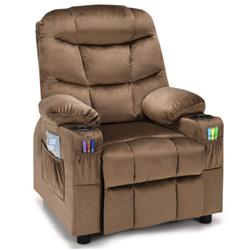 HW67186CF Adjustable Lounge Chair with Footrest & Side Pockets for Children, Brown