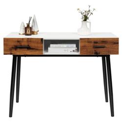 HW67265 48 in. Industrial Console Table with Storage Drawer Open Shelf Entryway