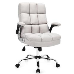 Picture of Total Tactic HW67369BE Adjustable Swivel Office Chair with High Back & Flip-Up Arm for Home & Office&#44; Beige