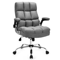 Picture of Total Tactic HW67369GR Adjustable Swivel Office Chair with High Back & Flip-Up Arm for Home & Office&#44; Gray