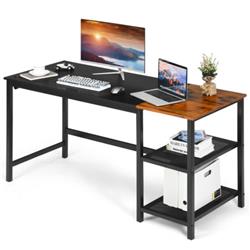 HW67463BK 59 in. Home Office Computer Desk with Removable Storage Shelves, Black