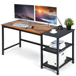 HW67463NA 59 in. Home Office Computer Desk with Removable Storage Shelves, Rustic Brown