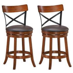 Picture of Total Tactic HW67488-24 25 in. Bar Stool 360 deg Swivel Dining Bar Chair with Rubber Wood Legs - Set of 2