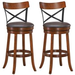 Picture of Total Tactic HW67488-29 29.5 in. Bar Stool 360 deg Swivel Dining Bar Chair with Rubber Wood Legs - Set of 2