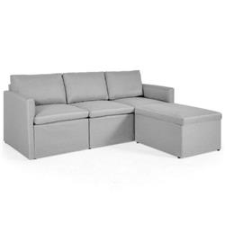 HW67558LGPlus Convertible L-Shaped Sectional Sofa Couch with Reversible Chaise-Light Gray