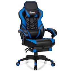HW67570BL Adjustable Gaming Chair with Footrest for Home Office, Blue
