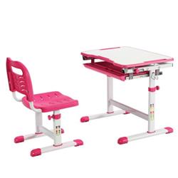 Picture of Total Tactic HW67623PI Kids Height Adjustable Desk & Chair Set with Tilted Tabletop & Drawer&#44; Pink
