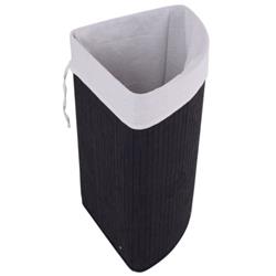 HW67643BK Corner Bamboo Hamper Laundry Basket, Black